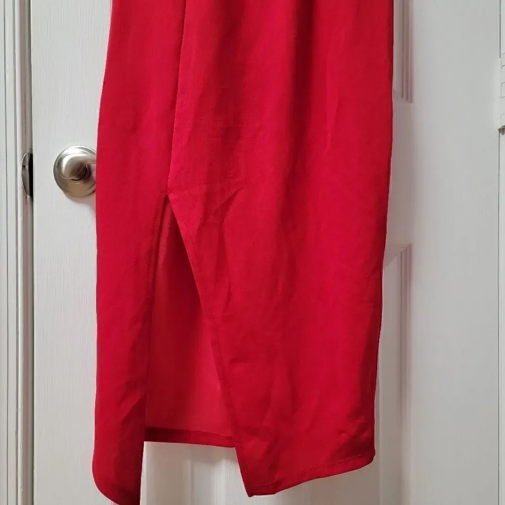 Hello Molly Red Ruffle Slit Dress 8 - Picture 6 of 9